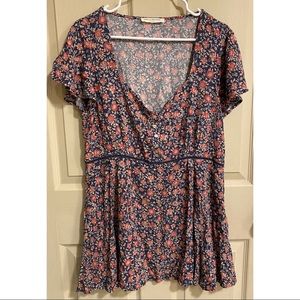 Spell Jasmine tunic dress L mini red white blue